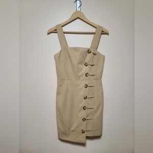 Finders Keepers Tan Asymmetrical Buttoned Mini Dress 4